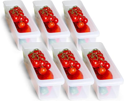 Novaliv 6X koelkastorganizer 30,5 x 7,5 x 8 cm BPA-vrije organisatie Gemaakt in Duitsland Voedselveilige koelkastorganizer Groenten Vaatwasserbestendig Organisatiesysteem Koelkastflesorganizer