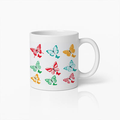 Kleurrijke Vlinder Mok – Levendige Insecten Design Koffiebeker – Vrolijk Cadeau voor Natuurliefhebbers & Lente Fans