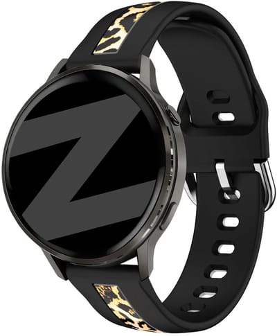 Bandz Siliconen 'Leopard' dual bandje geschikt voor Samsung Galaxy Watch 7 (40/44mm) / Galaxy Watch 6 (Classic) / Galaxy Watch 5 (Pro) / Galaxy Watch 4 / 3 / FE / Polar Ignite 3-2 / Pacer / Unite / Huawei GT3 - GT2 / Amazfit GTS 4-3-2 (Zwart)