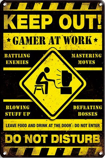 Signs-USA - Retro wandbord - metaal - Gamer at Work - Do not Disturb - 30 x 40 cm