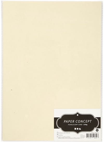 Parelmoerkarton, A4 210x297 mm,  250 gr, beige parelmoer, parelmoer, 10vellen