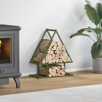vidaXL - Brandhoutrek - 50x25x60 - cm - koudgewalst - staal - olijfgroen