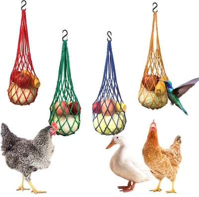 Set van 4 Groente- en Fruit Houders met Haak voor Kippen, Vogels en Gevogelte