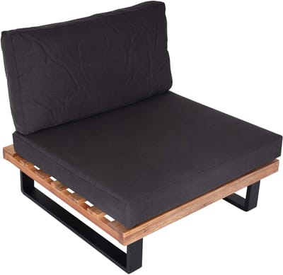 Loungefauteuil MCW-H54, tuinfalteuil, Spun Poly acaciahout MVG-gecertificeerd aluminium ~ lichtbruin, bekleding donkergrijs
