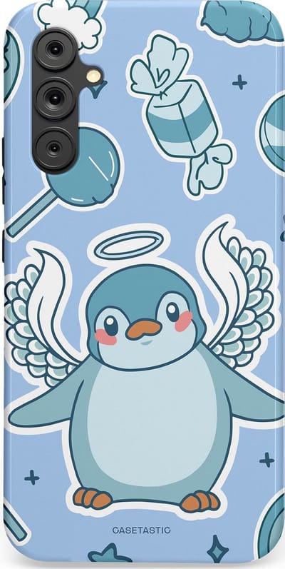 Casetastic Hoesje Geschikt voor Samsung A34 (5G) - Stijlvolle Beschermende Duo-layer Case - Pinguin vleugels