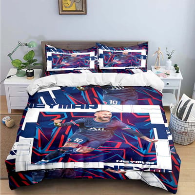 Mode Nee. 10 Voetbalster N-Neymar Print Beddengoed Sets Bedbenodigdheden Set Dekbedovertrek Beddekenset Beddengoed Set Luxe Cadeau 180*220cm 3pcs