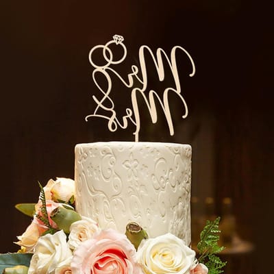 Houten Bruid en Bruidegom Cake Topper voor Trouwen, Unieke Cake Decoratie voor Huwelijksfeesten