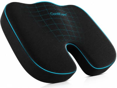 ComfiCare® Zitkussen – Stuitkussen – Zitkussen orthopedisch - Ergonomisch zitkussen – Wigkussen - Stoelkussen - Zitkussen traagschuim – Zitkussen auto – Wigkussen stoel – Bureaustoel - Zwart