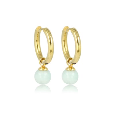 My Bendel - Goudkleurige Oorbel Amazonite Edelstenen Balletje - Amazonite Goudkleurige Oorringen: Elegantie en Kleur - met Luxe Cadeauverpakking | Sieraden Voor Dames