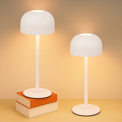 NETTLIFE Tafellamp LED 2 Stuks - wit - Touch Dimbaar - In hoogte verstelbaar - Draagbare - Draadloos Nachtlamp - USB Oplaadbaar - 3 Kleurtemperaturen - IP44 - Geschikt voor Buiten & Binnen - Eetkamer Slaapkamer Woonkamer Terras Tuin Hotel