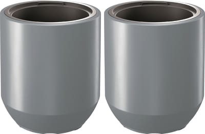 Prosperplast Plantenpot/bloempot Sevilla - 2x - buiten/binnen - kunststof - lichtgrijs - D39 x H44 cm - met binnenpot