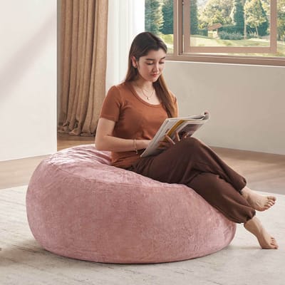 HAUSS SPOLE Zitzakstoel - Zachte Loungestoel Met Flexibele Vorm - Voor Slaapkamer En Balkon - Spons - Roze