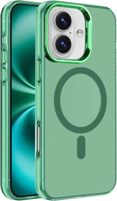 Magnetische hoes Geschikt voor: iPhone 16 Plus - Compatibel met Magsafe - Slank, dun, schokbestendig hoesje - Groen
