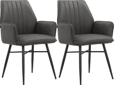 Anzo-Eetkamerstoel - 2 Pack - Antraciet