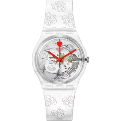 Swatch Quartz Uurwerk 30M Waterbestendig Horloge 34Mm Holle Wijzerplaat Biogebaseerd Materiaal Kast Siliconen Band Unisex horloges SO28Z129 Skeleton Dial white