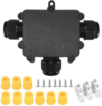Famanu – IP68 waterdichte aansluitdoos - 3-weg kabelverbinder - externe verdeeldoos voor buiten - kabelbox met draadverbinders - geschikt voor kabeldiameter 3–8 mm en 9–14 mm - opbouwmontage - waterdicht