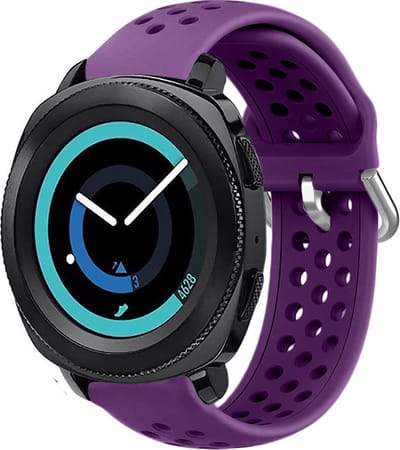 Siliconen sport bandje met gaatjes - Geschikt voor Samsung Galaxy Watch 3 - 41mm / Galaxy Watch 1 42mm / Galaxy Watch Active / Active 2 / Samsung Gear Sport bandje - Sport bandje - Paars