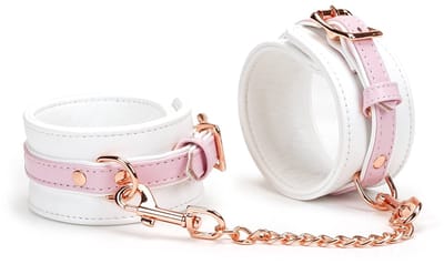 Liebe Seele - Fairy - Leren Enkelboeien - Rosé-Gouden Hardware - Roze/Wit