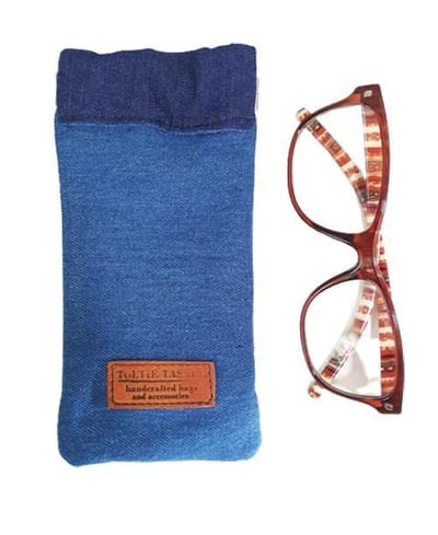 Handgemaakte Brillenkoker Jeans - Denim - Spijkerstof - Blauw - Knijpsluiting - Brillenetui - Brillentas - Snappouch
