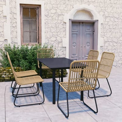 vidaXL - 7-delige - Tuinset - poly - rattan - en - glas