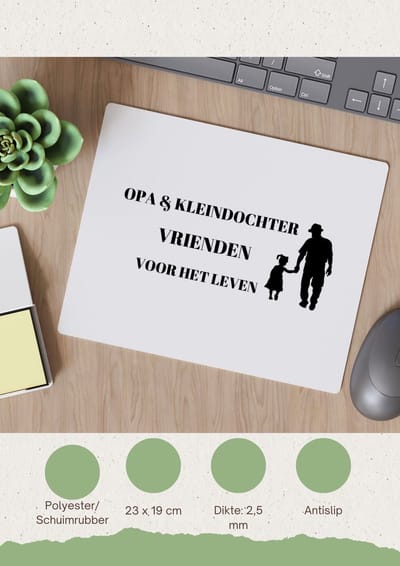 Akyol - opa en kleindochter vrienden voor het leven Muismat - Vriend - opa/kleindochter - opa cadeautjes - cadeau - kado - geschenk - kleindochter verjaardag - kleindochter artikelen - 23 bij 19 cm