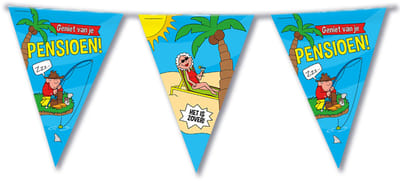 BTH – Pensioen Vlaggenlijn – Feest Versiering – Afscheid Decoratie – Pensioen Versiering – Cartoon Vlaggenlijn – 10m