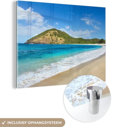 MuchoWow® Glasschilderij 40x30 cm - Schilderij acrylglas - Zee - Tropisch - Strand - Planten - Foto op glas - Schilderijen