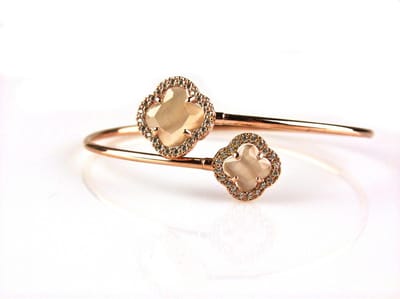 model toi et moi armband in zilver roze verguld  bruin