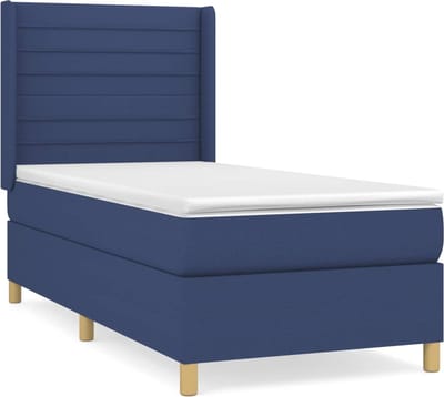 vidaXL - Boxspring - met - matras - stof - blauw - 80x200 - cm