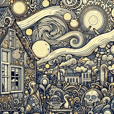 Doodle vermeer schilderij | Vermeer's Doodle: A Fusion of Classic and Contemporary Artistic Styles | Kunst - 40x40 centimeter op Canvas | Foto op Canvas