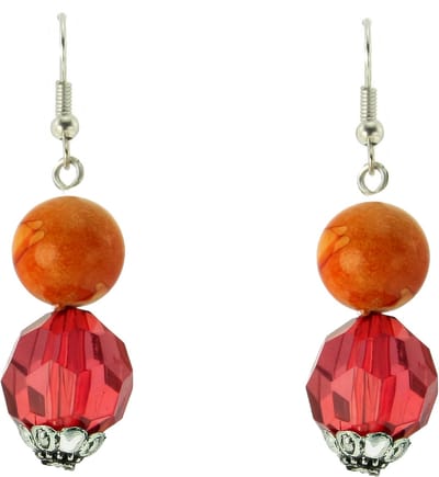 Behave - Oorhangers met kralen rood oranje - Bohemian festival stijl
