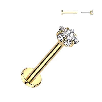 Piercing titanium push in ster 0.8X8x3 - goud - LMPiercings