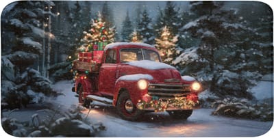 WC mat 120x60 cm - Antislip - Kersttruck - Sneeuwbos - Rood - Toiletmat - Vloermat - Douchemat - Toilet tapijt - Toiletmatten