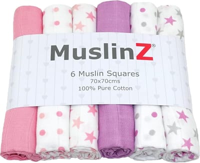 Hydrofiele Doeken voor Baby - 6 Stuks Grote Katoenen Mousselines - Absorberend en Zacht