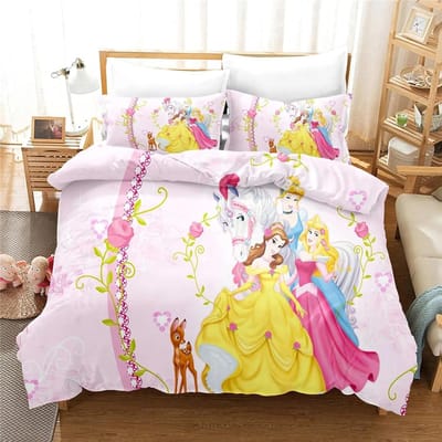 Cinderella Prinses Beddengoed Sets Sneeuwwitje Cinderella Dekbedovertrek En Kussenslopen Cartoon 3D Kinder Meisje Dekbedovertrek Set EU King(240*220cm)3pcs