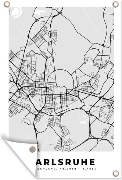 Muurdecoratie Stadskaart - Kaart - Karlsruhe - Plattegrond - Duitsland - 120x180 cm - Tuinposter - Tuindoek