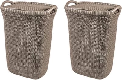 Curver Knit Wasmand met deksel - 57 l - set van 2 -Bruin