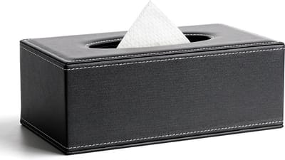 Tissue box Kunstleer - Tissues Tissuedoos - Luxe doos voor Servetten - Zakdoekjeshouder - Tissue box houder - Zwart