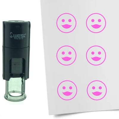 CombiCraft Stempel Smiley Vrouwelijk 10mm rond - Roze inkt