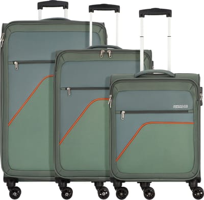 American Tourister Sky Surfer 4 wielen Kofferset 3-delig - Zachte bagage - TSA slot - black-red