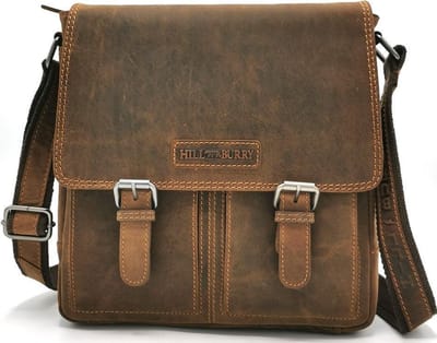 HillBurry Crossbodytas Buffelleer Dark Tan L27cm x H28cm - 3076- DT