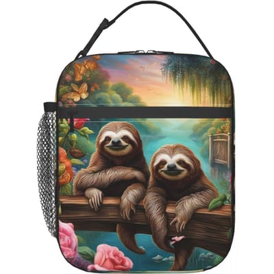 Mooie Luiaard Print Geïsoleerde Lunchtas voor Dames Kinderen Draagbare Voedseldozen Thermische Lunchbox Tote One Size gray