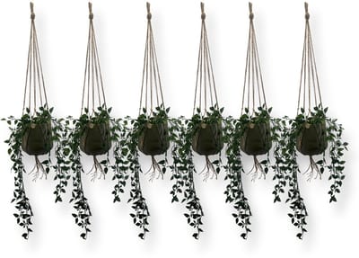 Voordeelset van 6 Plantenhangers - Jute - 80 cm - Handgemaakt in ons Macramé Atelier - Let op: Exclusief Pot - Inclusief Verzendkosten