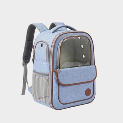 Huisdier Rugzak - Draagtas Hond Kat - Reizen met Huisdier - Zeer Transparant Paneel - 42 cm Hoog - Blauw
