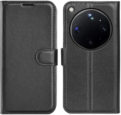 Hoesje geschikt voor Oppo Find X9 Ultra - Phonesta Litchi Skin Book Wallet Case - Zwart