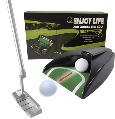 Stripe golf putting trainer, cup met automatische balretour, zwart