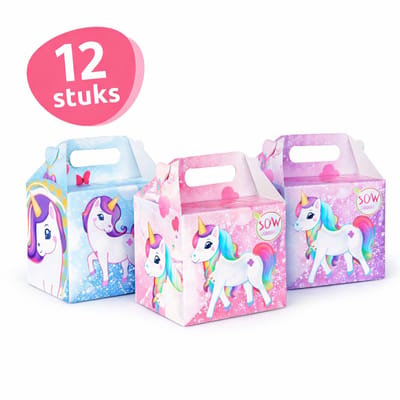 Isa's Friends® - Uitdeeldoosjes Unicorn - 12 stuks - Traktatie doosjes - Uitdeelcadeautjes