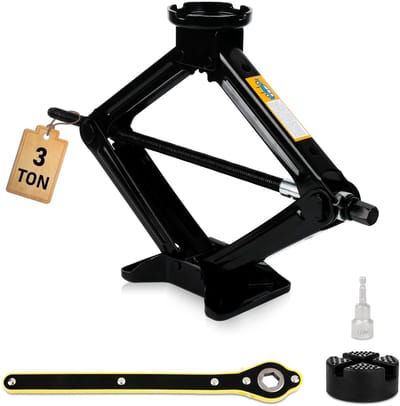 3.0T Schaarwagenkrik Set | 10–45 cm Hefhoogte | Inclusief 6-kante slinger, 17mm dop voor boormachine & rubberen pad | CE