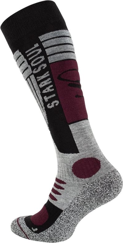 2 paar ski- en snowboardkousen - Stark Soul - grijs/bordeaux - Maat 43/46