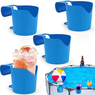 Dailygoods - Bekerhouder voor Zwembad - Roze Bekerhouders - Afneembaar en Stabiel - 4 Stuks - Geschikt voor Dranken en Sleutels - Perfect voor Zomerpl